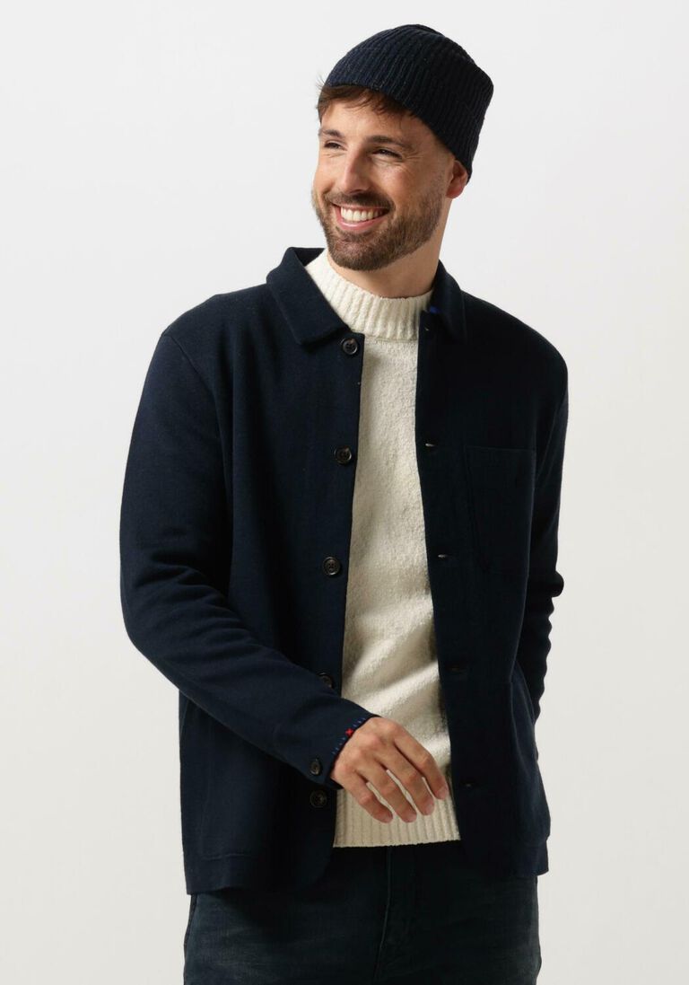 SCOTCH & SODA blauwe scotch & soda jack wool-blend knitted worker jacket
