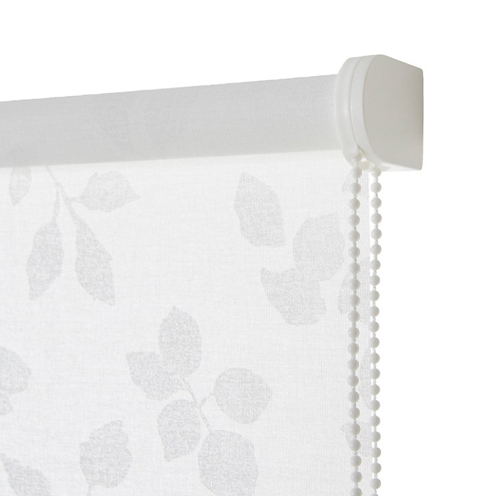 Store enrouleur Colours Azzuro polyester blanc fleurs 55 x 195 cm