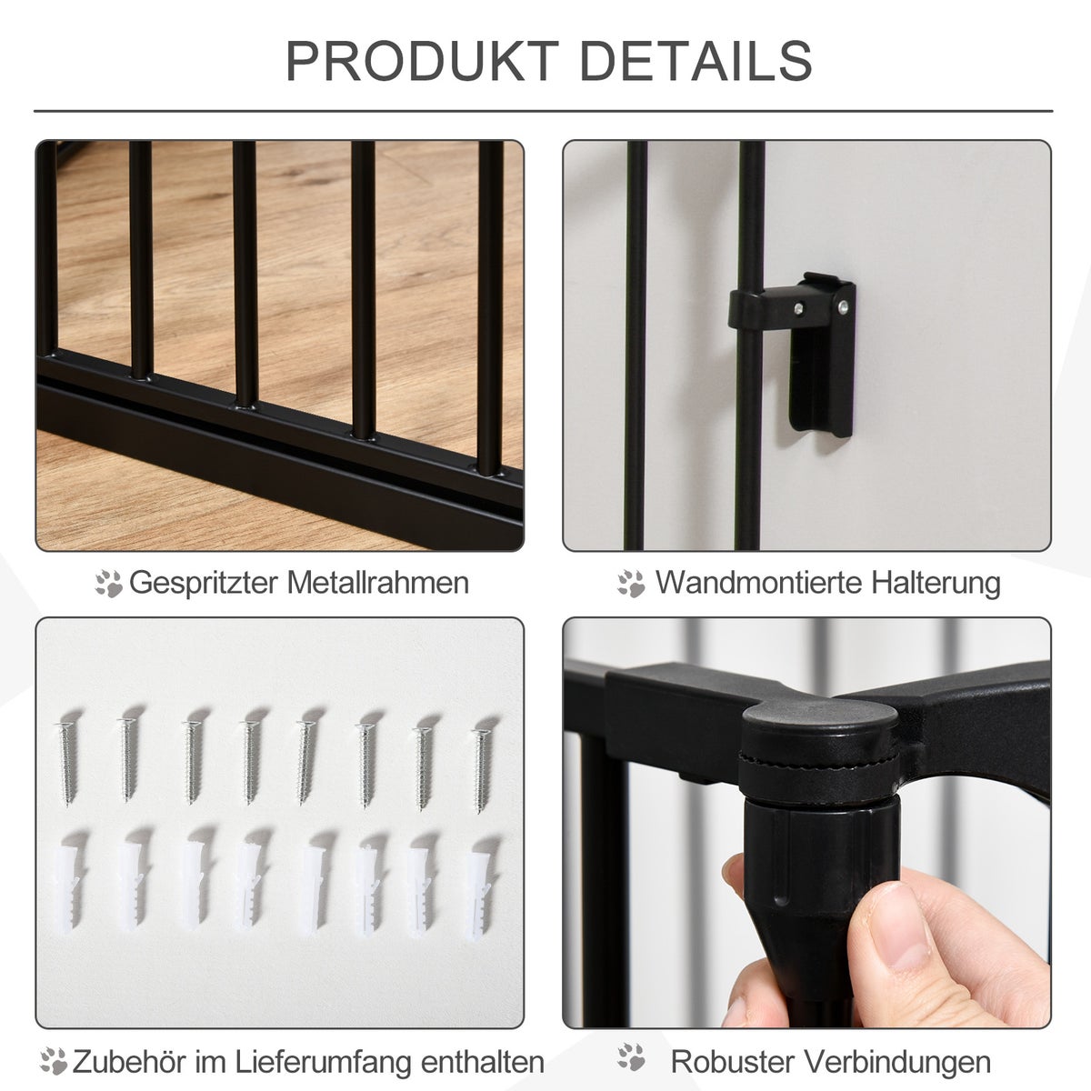 PawHut veiligheidshek, 300L x 3B x 74,5H cm, staal, kunststof, zwart