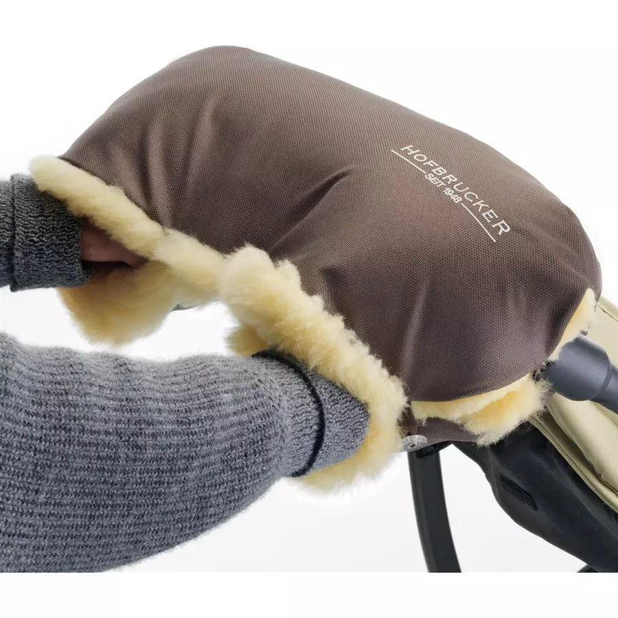 Hofbrucker LammfellhandWärmer für Kinderwagen Lammfell Handmuff Hergestellt in Deutschland Braun