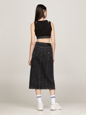 Regata cropped com recorte de fita com logo
