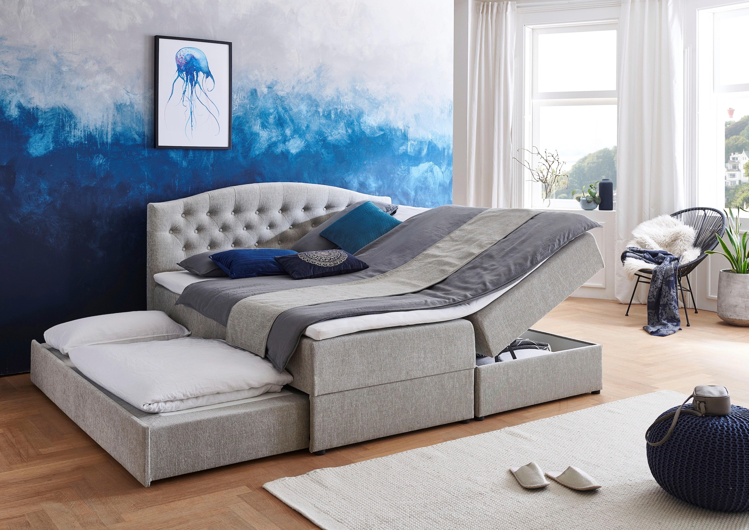 ATLANTIC home collection Boxspringbett »Lotte« mit Topper, Bettkasten und Gästebett