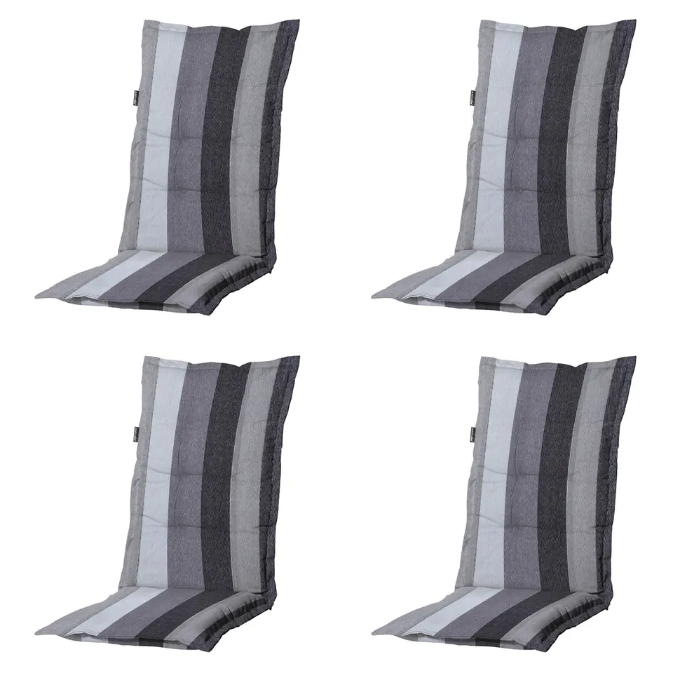 Madison - Tuinstoelkussen Hoge Rug Victoria grey - Ca. 123x50 cm - Set van 4