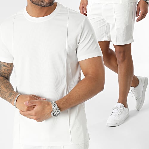 Ensemble Tee Shirt Et Short Jogging Blanc