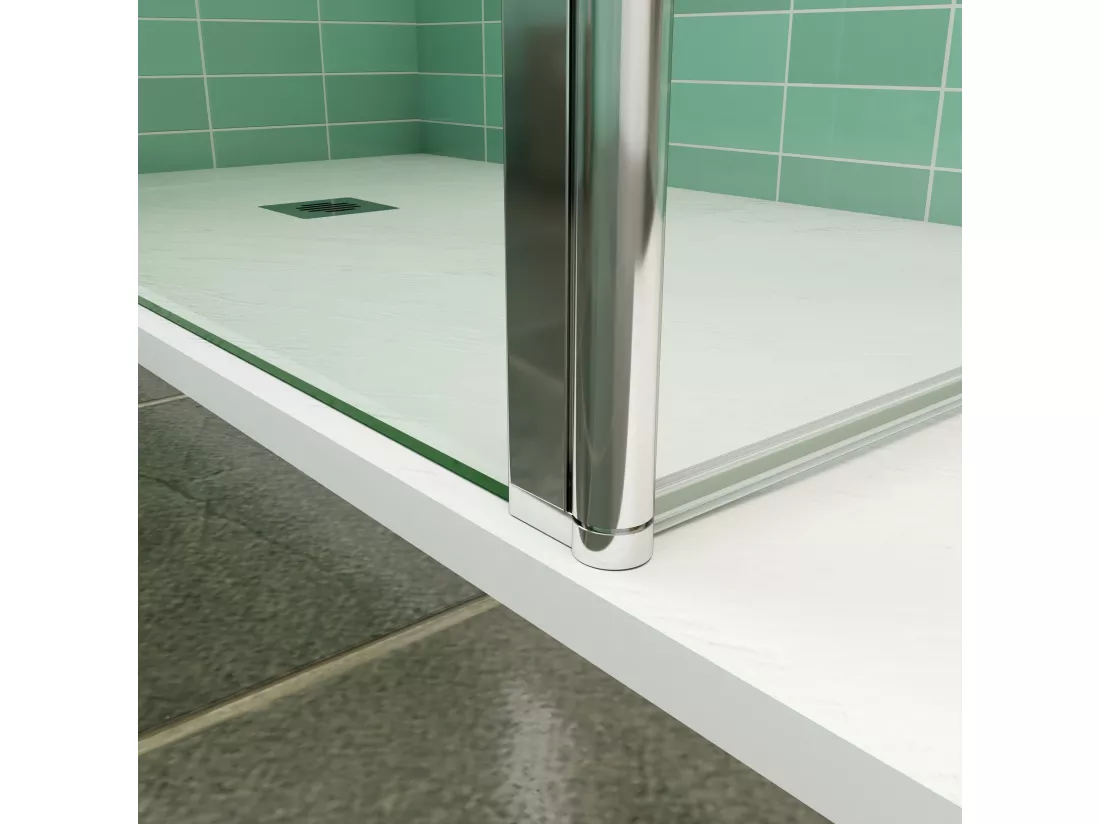 Paroi de douche à l'italienne 80x200cm avec retour pivotant 50x200cm - Verre securit - Avec barre de fixation 70-120cm en cylindrique