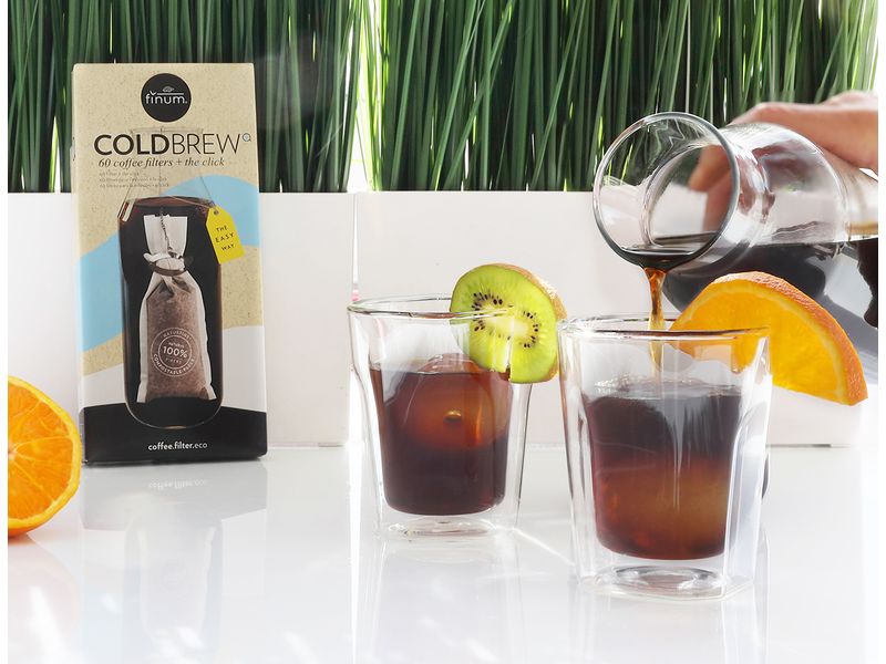 Finum Kaffeefilter Coldbrew 60 Stück Kompostierbarer Kaffeefilter mit Click Halterung