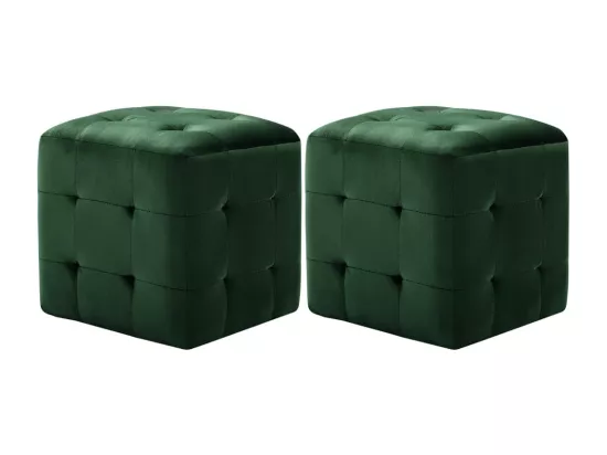 2 pcs Poufs Vert 30 x 30 x 30 cm Tissu velours