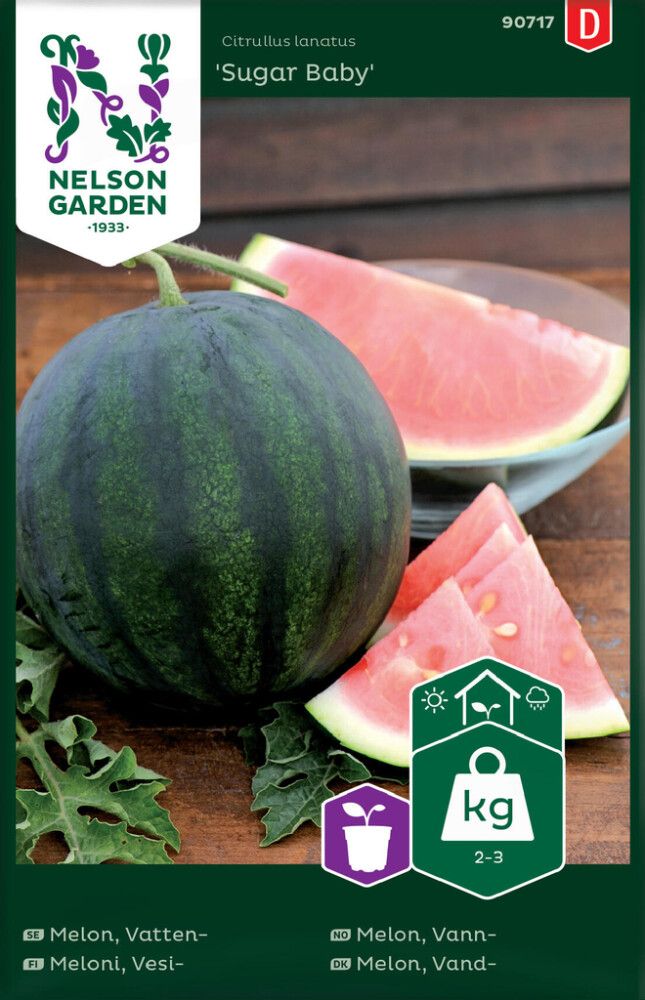 GRØNNSAKSFRØ NELSON GARDEN VANNMELON SUGAR BABY