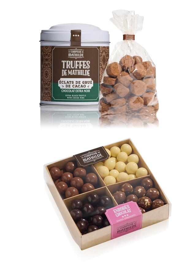 Le Comptoir de Mathilde Schokoladen Geschenkset aus Trüffelschokolade und Schokoperlen, 2-teilig