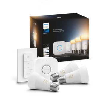 Philips Hue starterkit - warm tot koelwit licht 8,.5W - 3 lampen met dimmer switch - E27