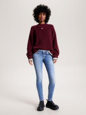 Calça jeans skinny desbotada de cintura baixa Sophie