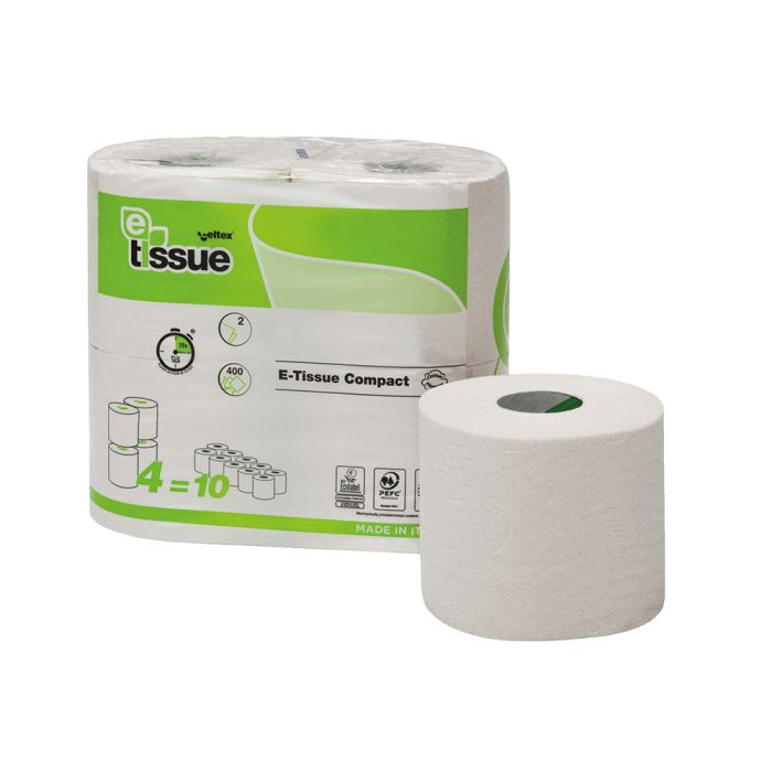 E-Tissue Toiletpapier 400vel 40rl traditioneel 2laags 40rollen 10x4 rol (237344)