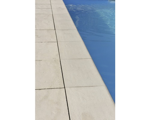 Zwembadrandsteen Aquitaine element recht beton wit 49,5 x 31 x 3,2 cm
