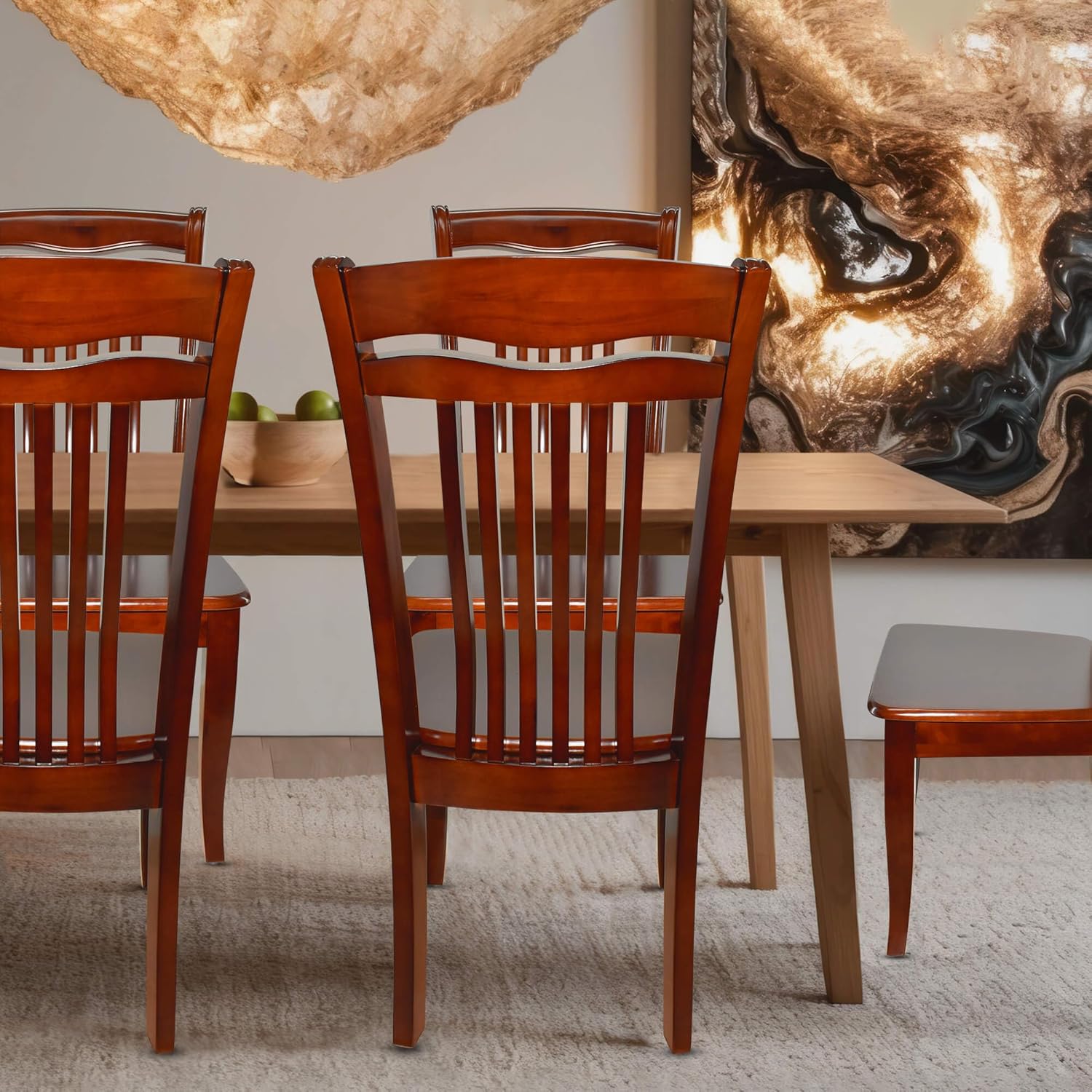 Esszimmerstühle 2er Set aus Kirschbaumholz, Holzstuhl, Küchenstuhl aus Massivholz bis 150 kg - Design 809 - Walnussbraun