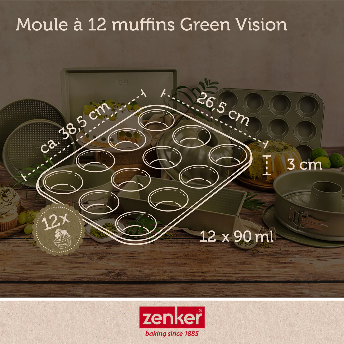 Moule à muffins 12 empreintes Green Vision Zenker