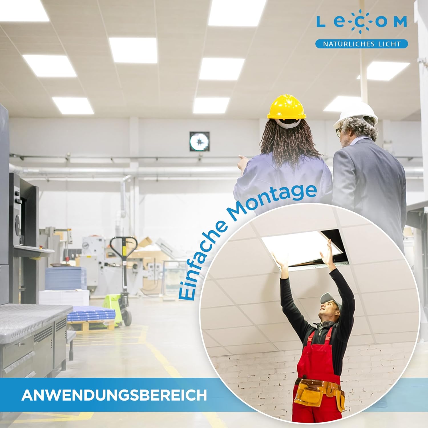 LED Panel 62x62 cm - 6x LED Deckenleuchte Neutralweiß für Rasterdecken Deckenpanel Rasterleuchte Platten Einbau Deckenlampe Odenwalddecke (4000K)