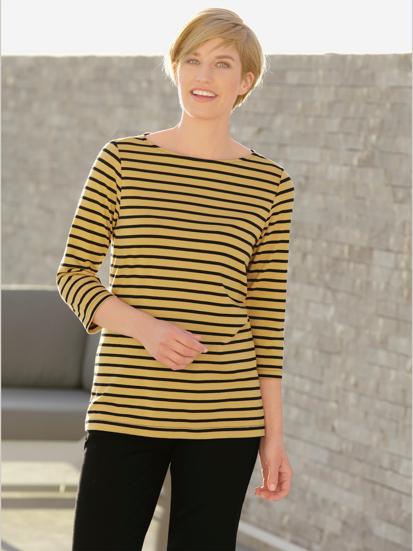 T-shirt rayé col bateau manches longues