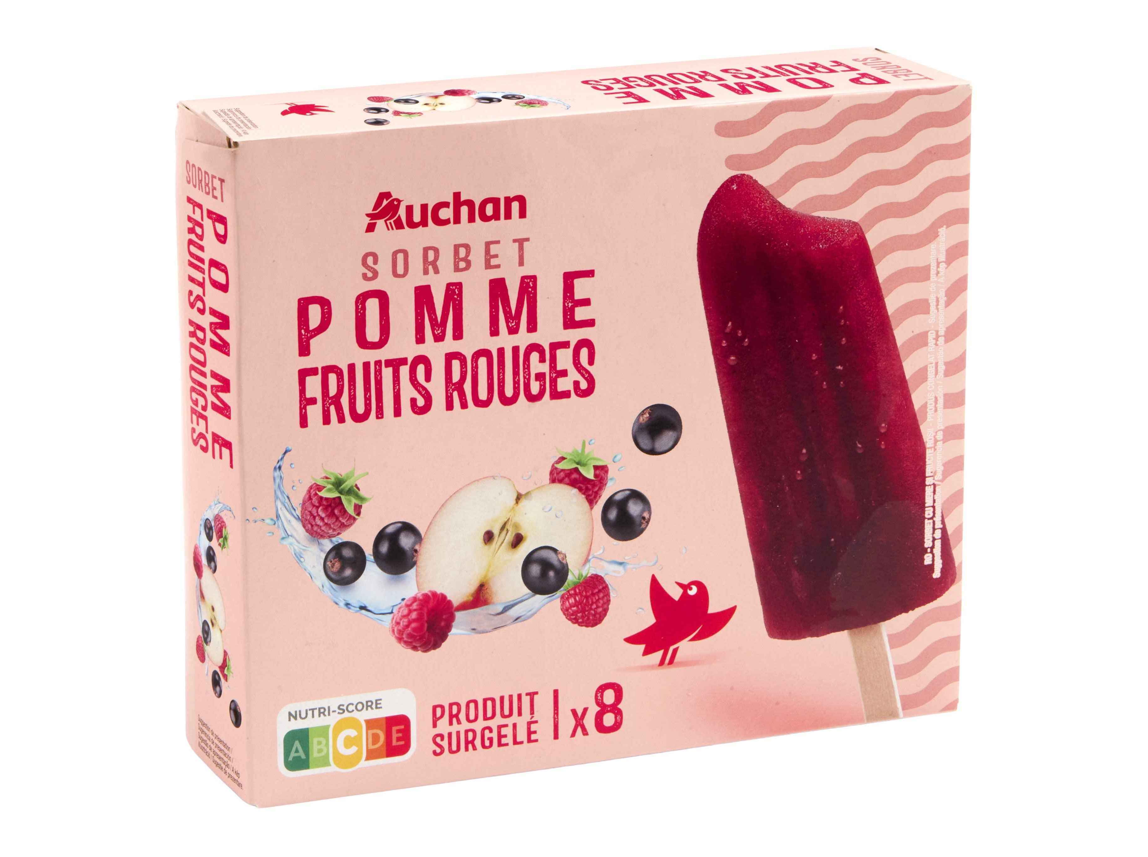 SORBET PALITO AUCHAN MAÇÃ FRUTOS VERMELHOS 8X69ML