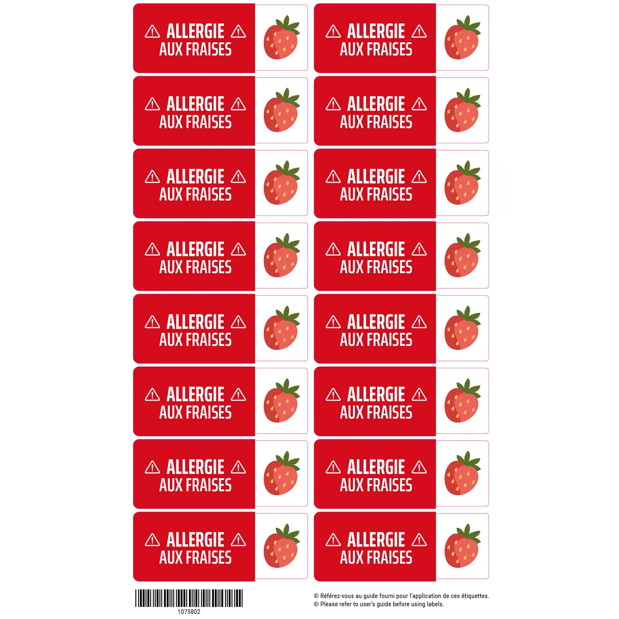 Clément - Impressions Étiquettes allergie - Fraises