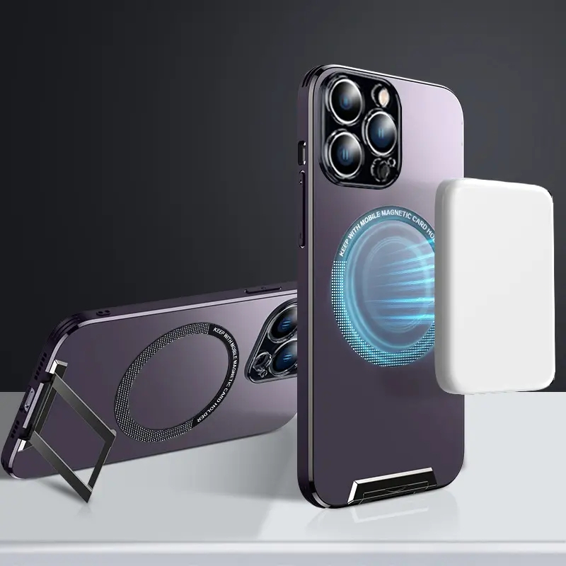 iPhone 14 Pro Max MagSafe Hybrid Hülle mit TPU Bumper   Kickstand - Lila