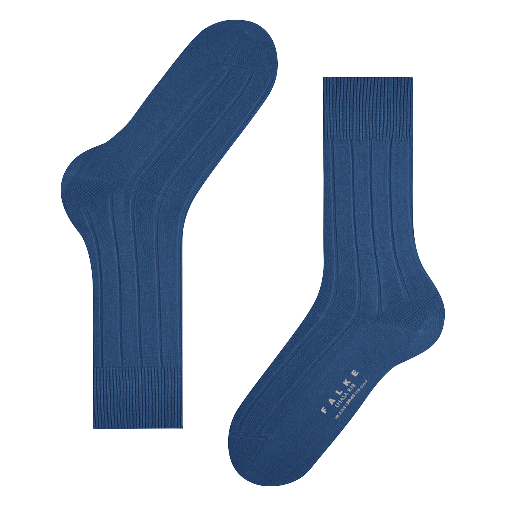 LHASA RIB - Chaussettes côtelées en laine et cachemire | Bleu