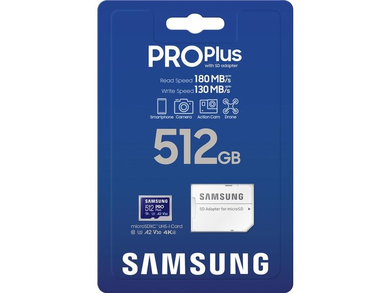 Samsung microSDXC-Karte Pro Plus 512 GB Speicherkarte mit 512 GB Speicherkapazität