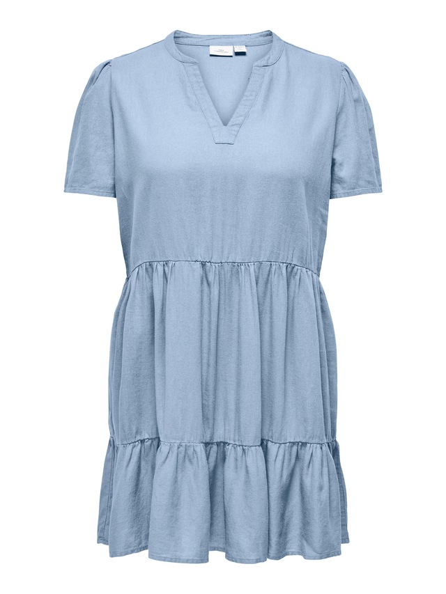 ONLY CARMAKOMA Minikleid »CARTIRI-CARO S/S V-NECK LIN DRESS  TLR« Sommerkleid