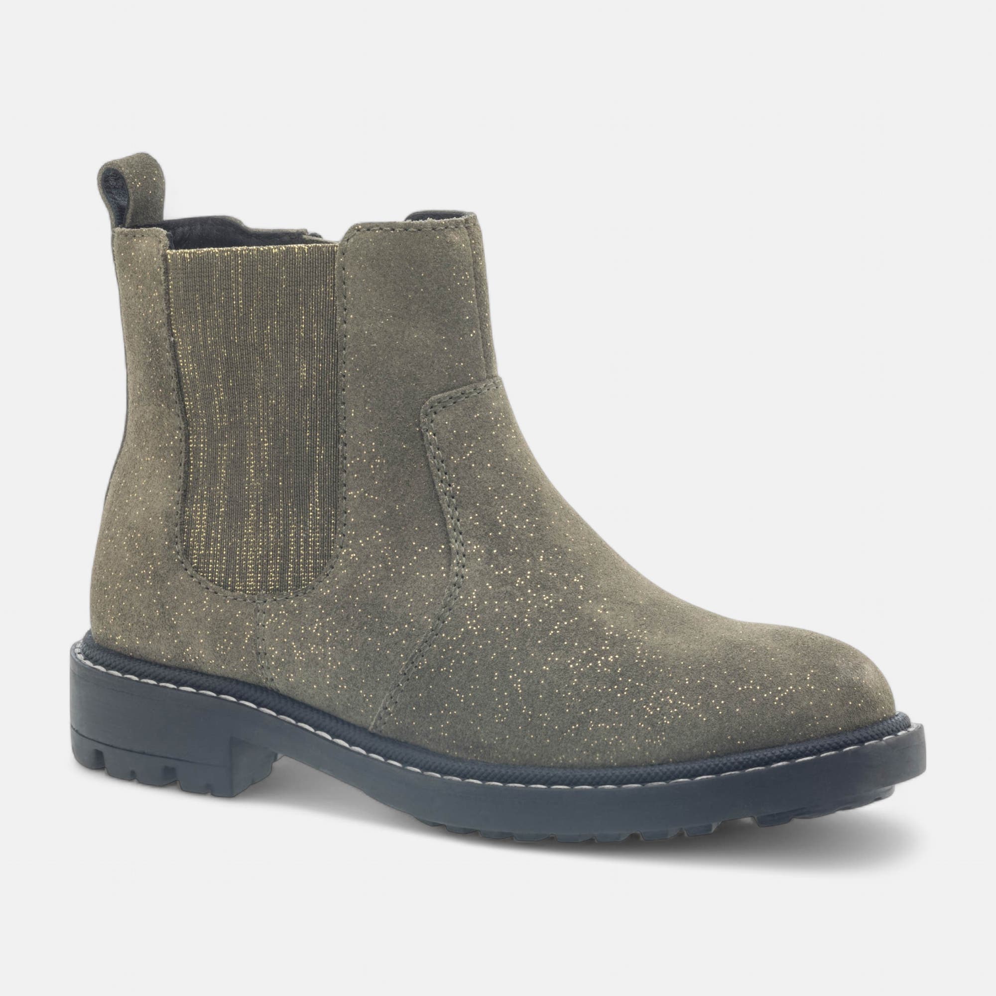 Bottines Fille en cuir kaki