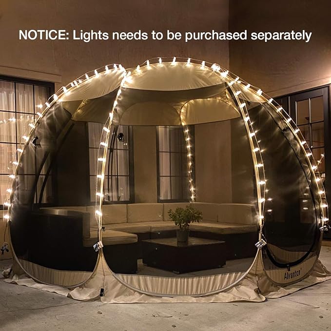 Alvantor Screen House Room Camping Tent Outdoor Canopy Pop Up Sun Shade Hexagon Shelter Mesh Walls Not Waterproof 10'x10' Beige Patent Pending