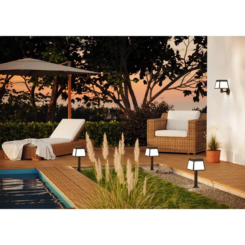 EGLO Altilia Solar Wandlamp - LED - 20 cm - Zwart/Wit