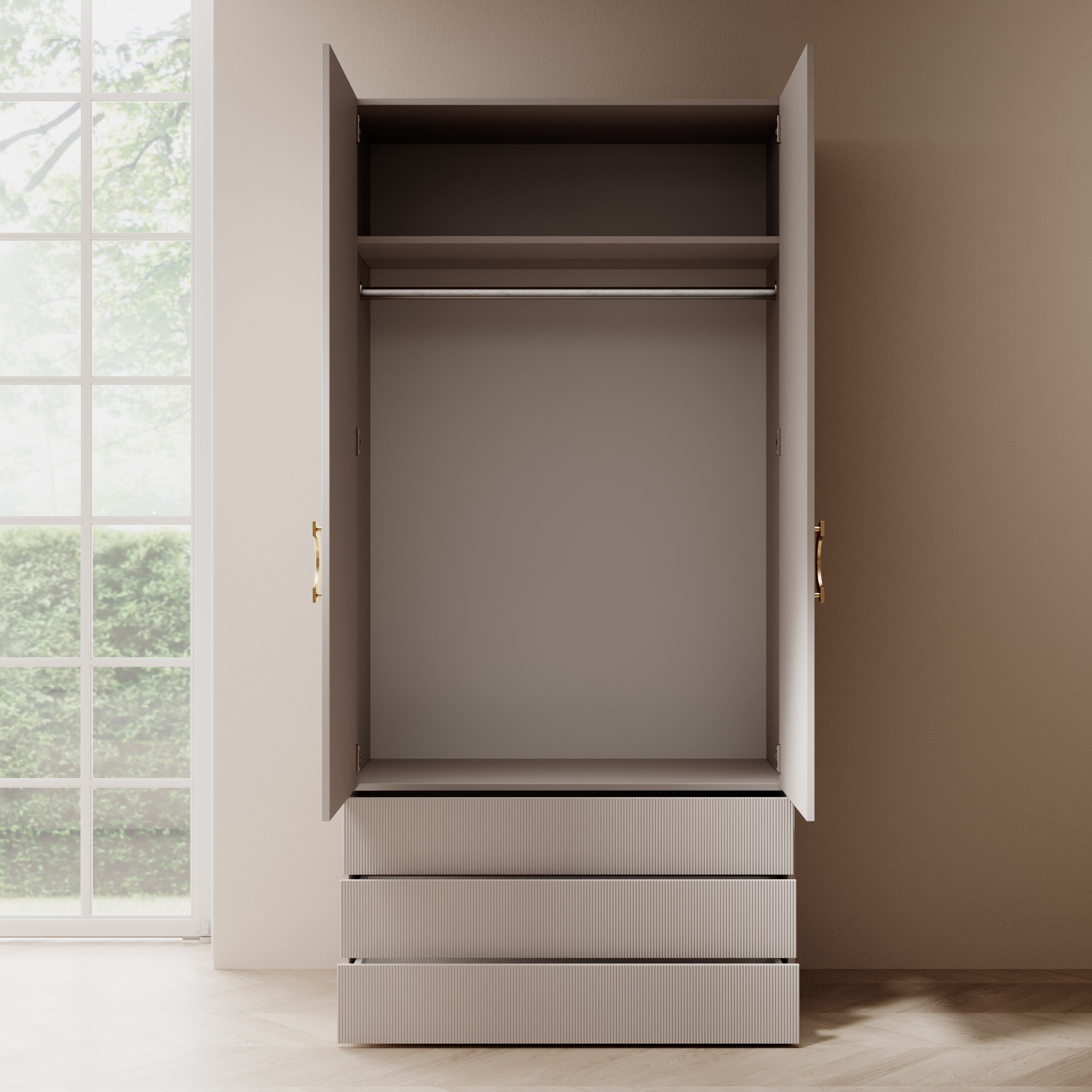 Meubella - Kledingkast Nyna - Beige - 100 cm