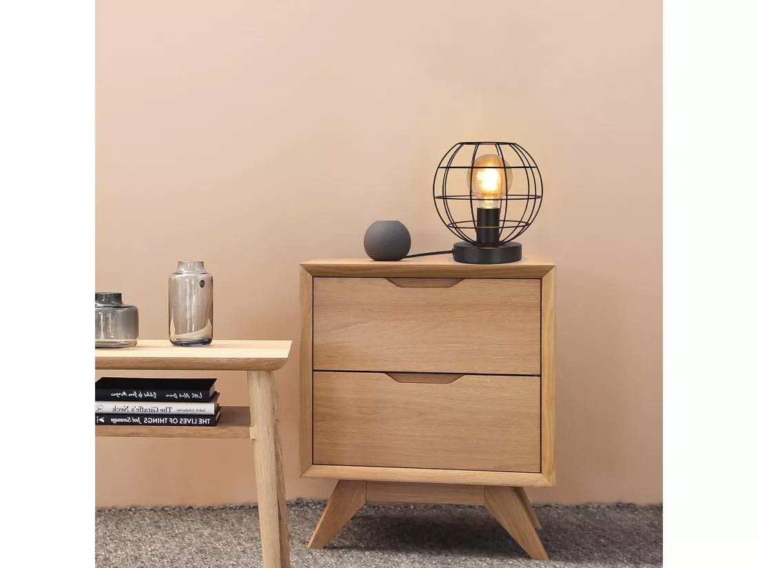 NETTLIFE Lampe de table vintage noir - lampe de chevet rétro lampe E27 douille en métal déco industrielle - Max 40W - Sans ampoules