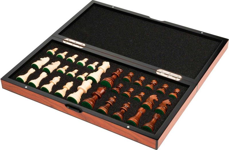 Philos Schaak Kassette - Luxe Birdseye-Maple Optiek - Schima Houten Stukken - Veldmaat 40mm - Koningshoogte 76mm