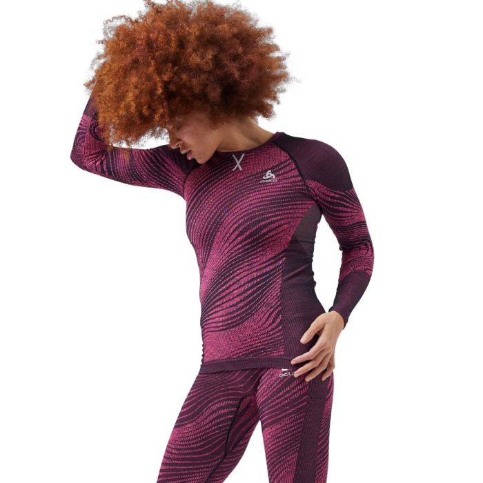 Odlo Dame Trøjer Top Crew Neck Long Sleeve Pink