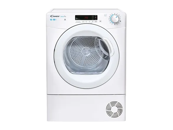 Candy Smart Pro CSOE C8DG-S, Fritstående, Front-læsning, Kondensering, Hvid, Knapper, Dreje, Venstre