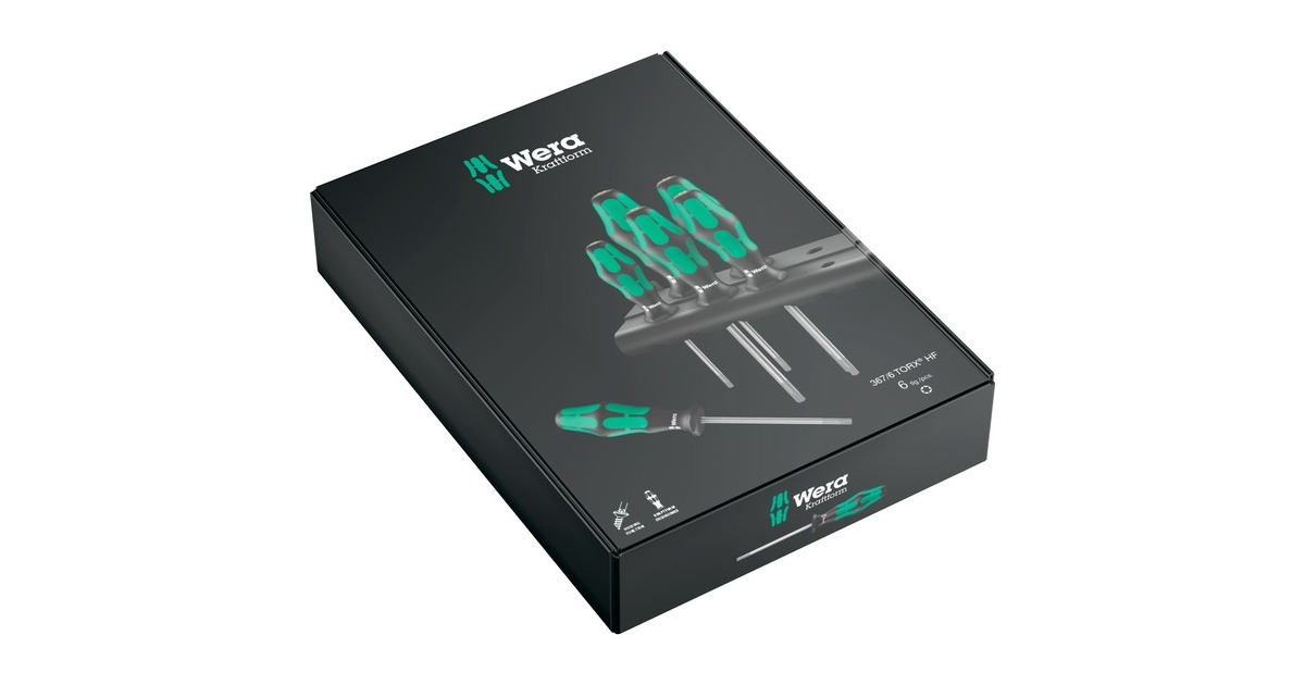 Wera367/6 TORX HF-schroevendraaierset Kraftform Plus + Rek  (Zwart/groen, 6‑delig)