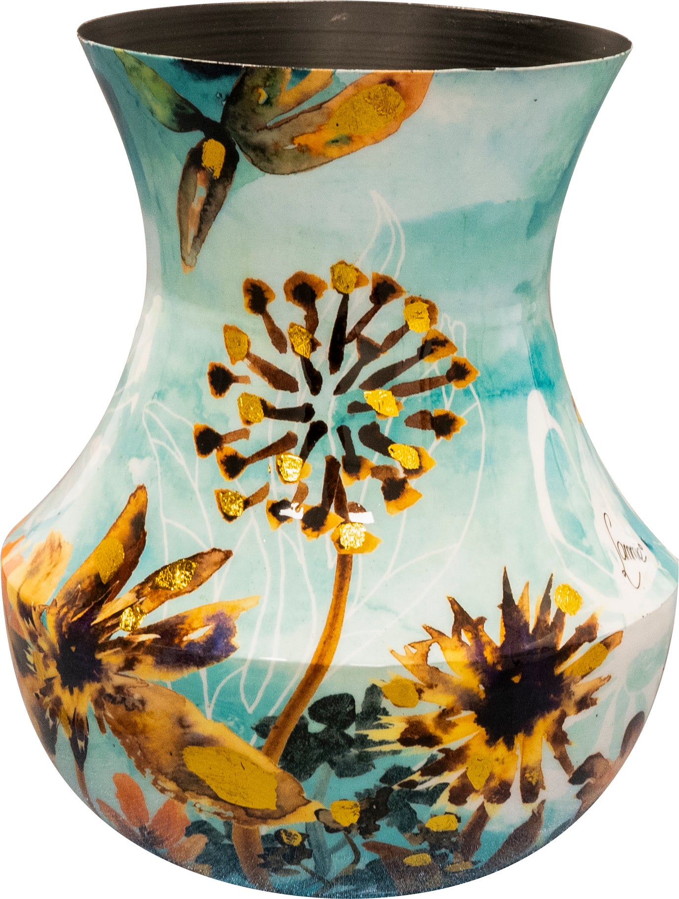 TS vaas Fresia blauw / goud D 20 H 24 cm