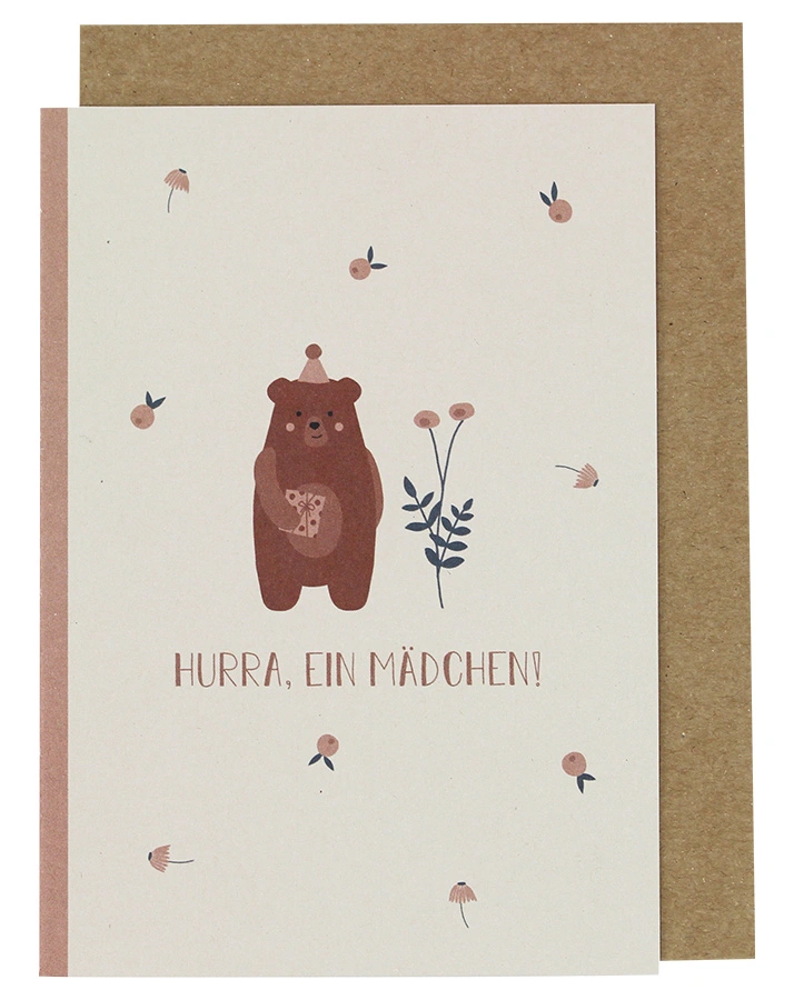 Klappkarte HURRA EIN MÄDCHEN 2er-Set in rose