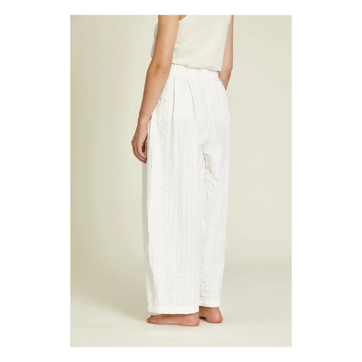 Black Crane Pantalon Large Seersucker | Blanc