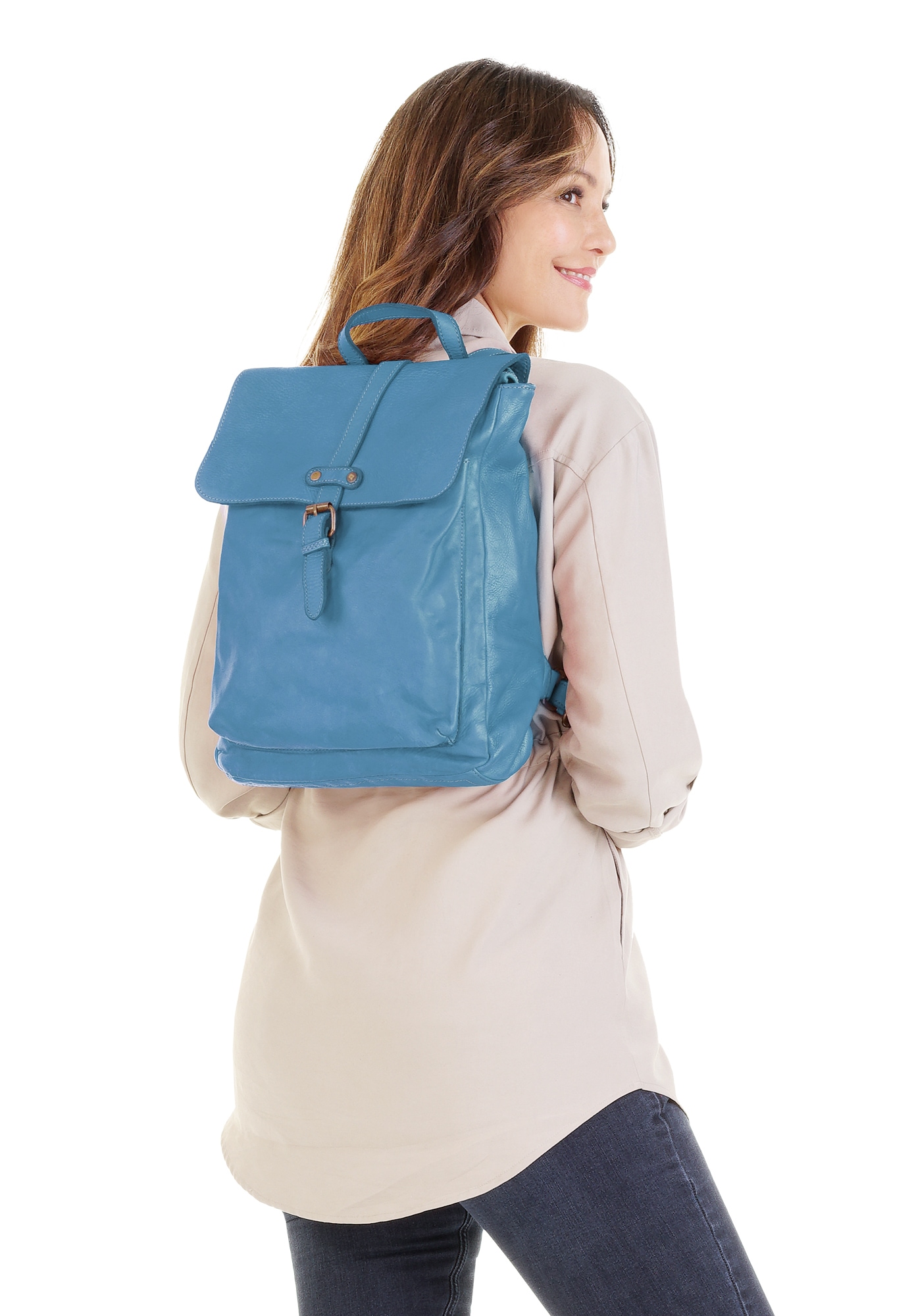 Samantha Look Cityrucksack Echt Leder, Made in Italy