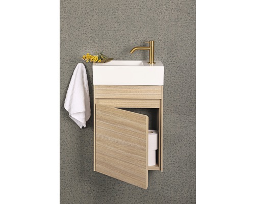 Wastafelmeubel Verschil HURA L BxHxD 39,5 x 52 cm x 21,5 cm Frontkleur eiken
