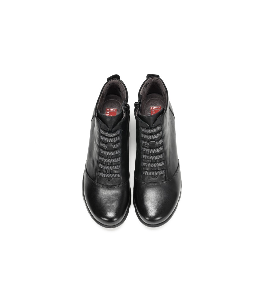Botas de tornozelo Fluchos Susan F0356 em couro preto