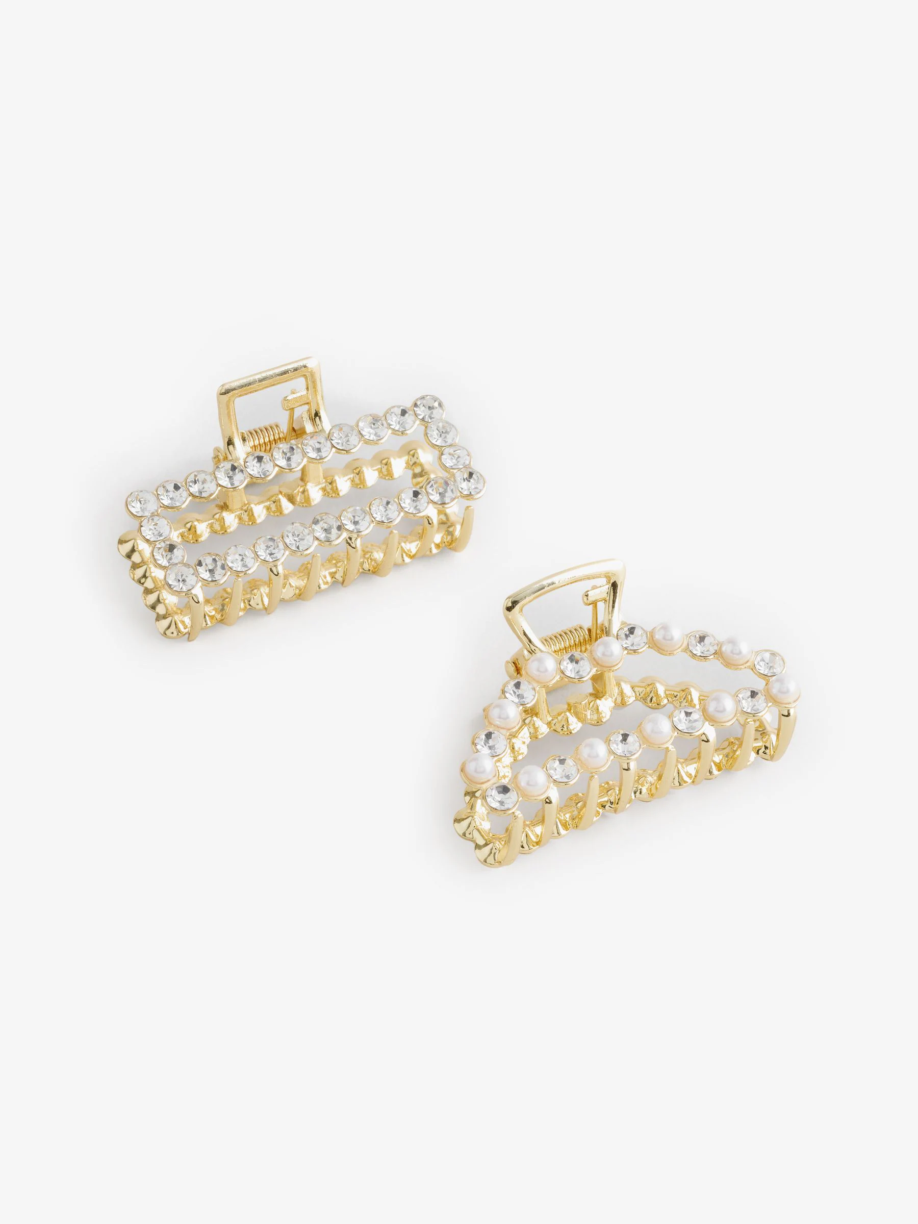 Aela Gold Tone Rhinestone Hair Claw 2 Pack