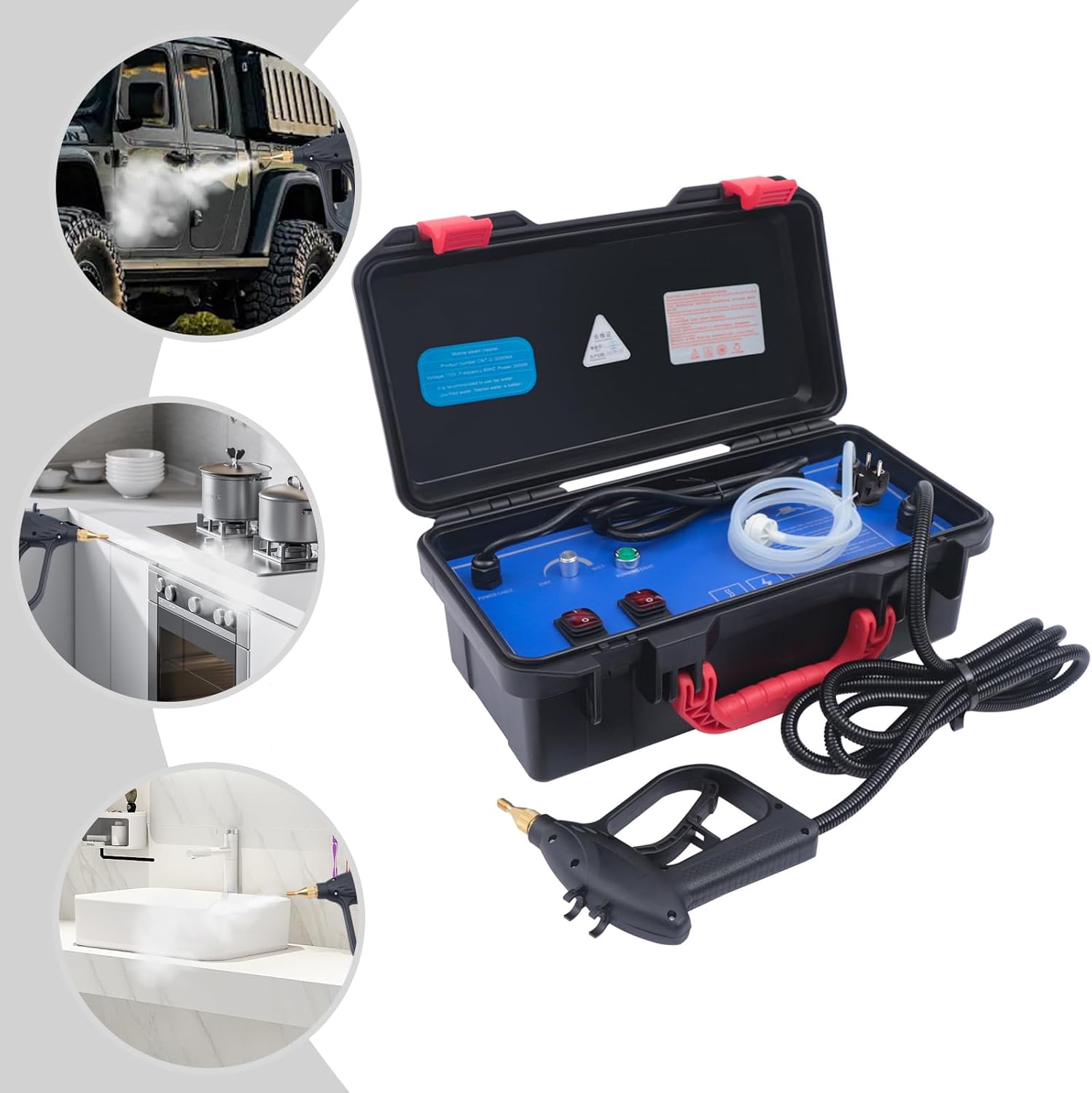 Dampfreiniger 3000W mit Dual-Modus bis 130°C Hochtemperatur Profi Reinigungsgerät KFZ Haushalt Küche Dekontamination Reinigungsmaschine