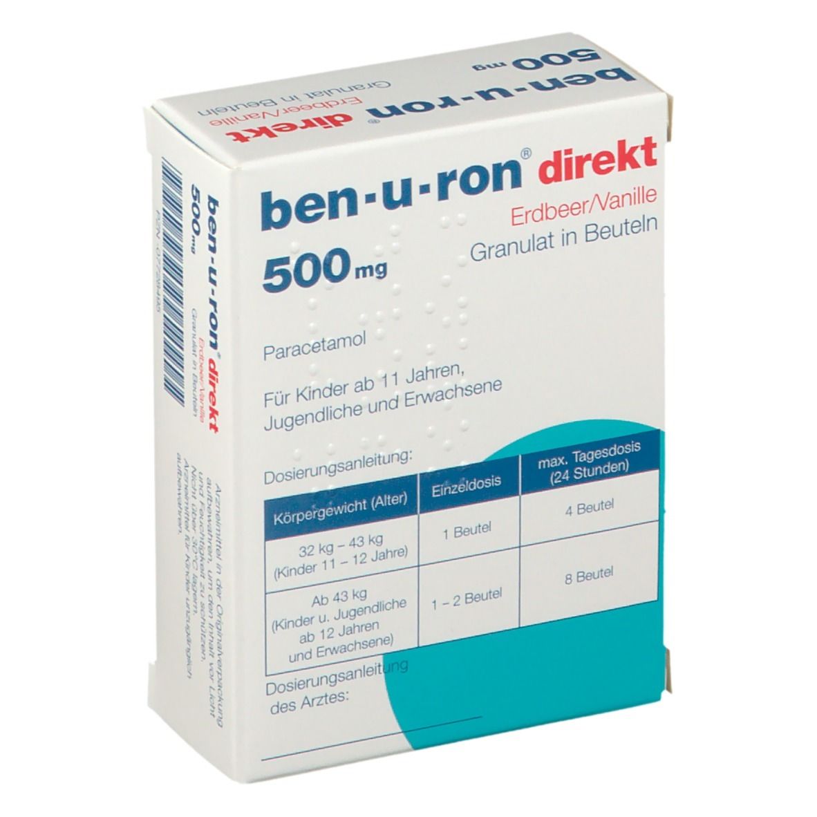 ben-u-ron® direkt 500 mg Granulat Erdbeer/Vanille