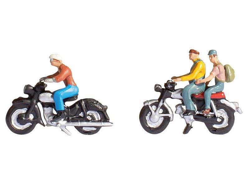 NOCH Figuren Motorradfahrer Sound-Szene, H0 Motorräder mit Soundmodul