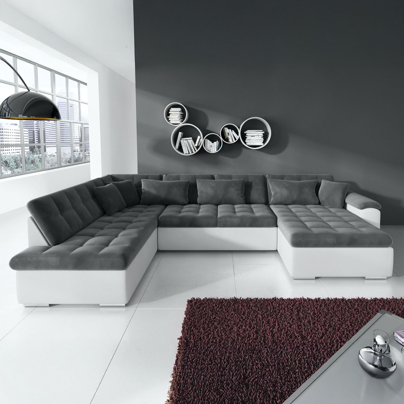 Nicoreta - Hoekbank 5-zits met chaise longue - Velvet grijs - Rechts