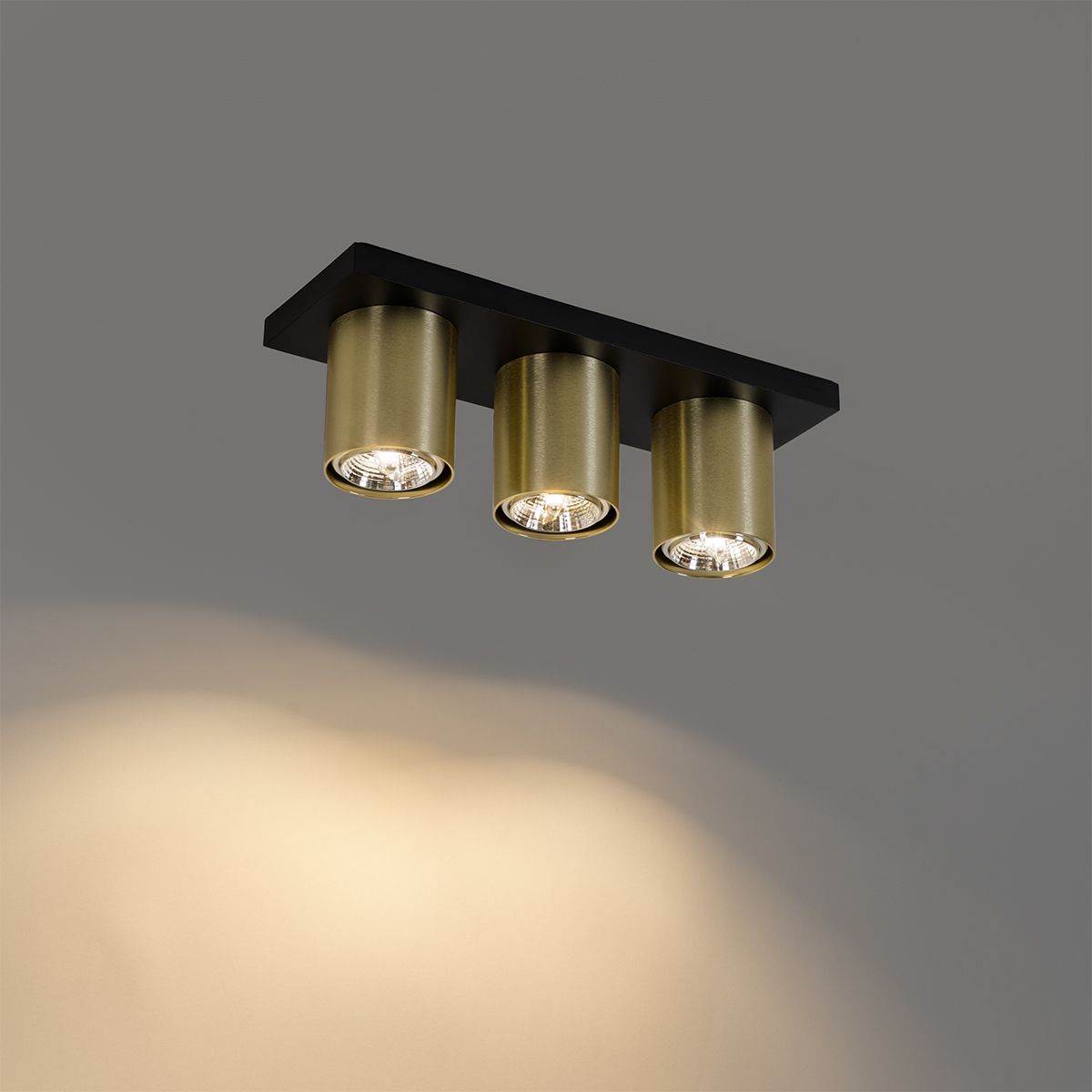 Moderne plafondspot zwart met goud 3-lichts - Tubo