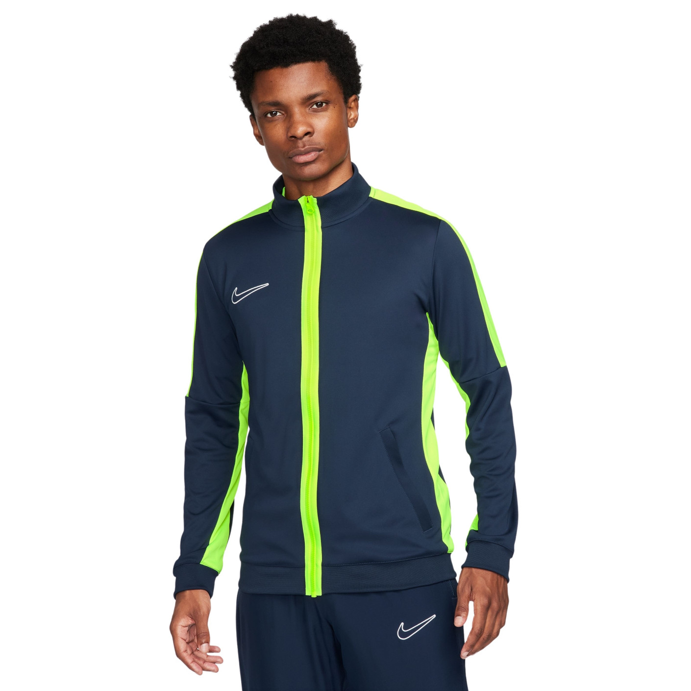 Nike Dri-FIT Academy 23 Trainingsjack Full-Zip Donkerblauw Geel Wit