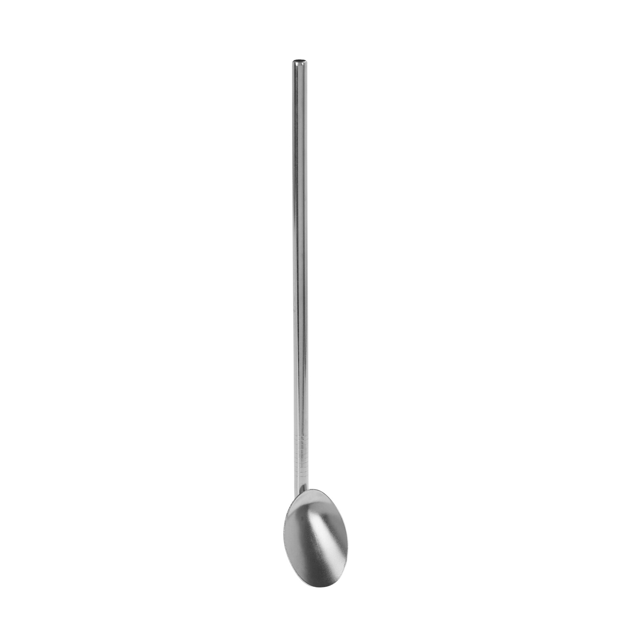 Strohhalm mit Löffel Set Edelstahl 5-teilig